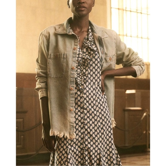 NWT THE GREAT. Maxi Floral Ruffle The Curtsy Button-Front Dress - Picture 3 of 7